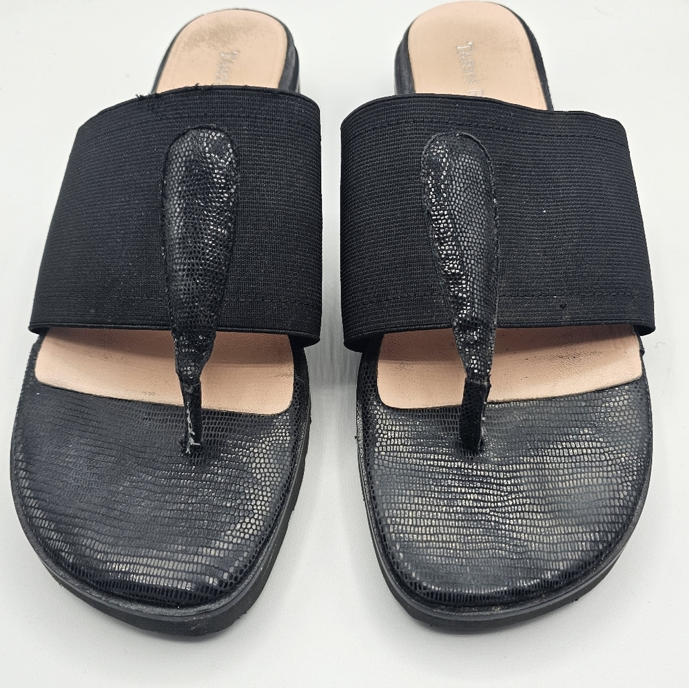 Taryn Rose Torte Black Patent Accent Sandals - Picture 5 of 12